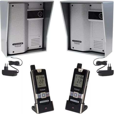Kit interphone UltraCOM2 ARGENTÉ double entrée 600 mètres individuel visières argentées + transformateurs + 2 combinés (1/5)