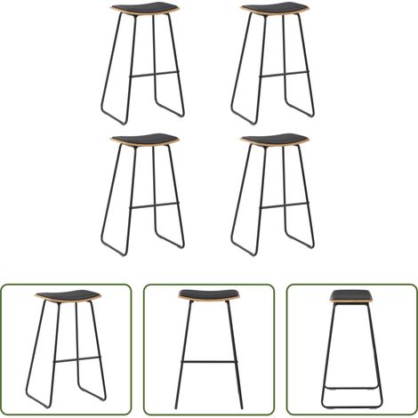 vidaXL Taburetes de cocina 4 unidades cuero sintético negro (1/5)