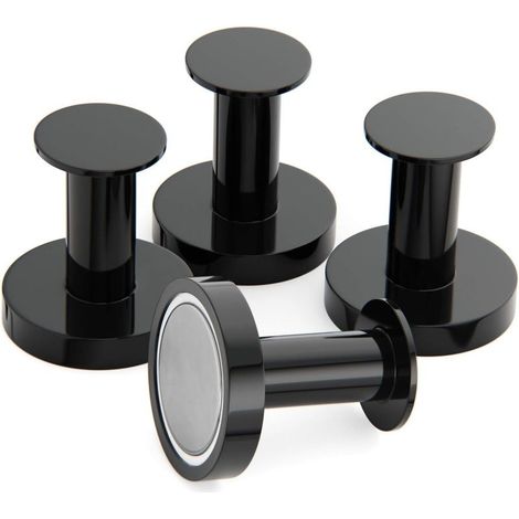 Porte manteau aimanté avec 4 crochets muraux noirs – Charge maximale 30 kg – Aimants en métal néodyme pour fixation sur porte et frigo (1/5)