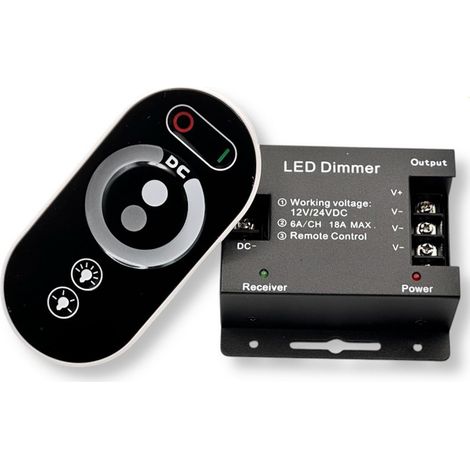 Trade Shop - Dimmercontroller für einfarbige LED-Streifen DC12V-24V mit 3-Kanal-Fernbedienung bei 6A AP-01 -
