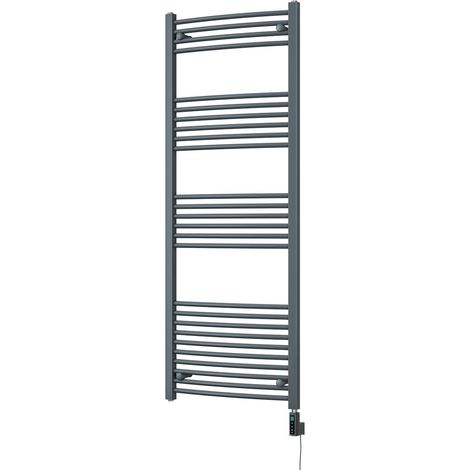 Zennor - Anthracite Electric Towel Rail H1600mm x W600mm Curved 800w Thermostatic WIFI (1/3)
