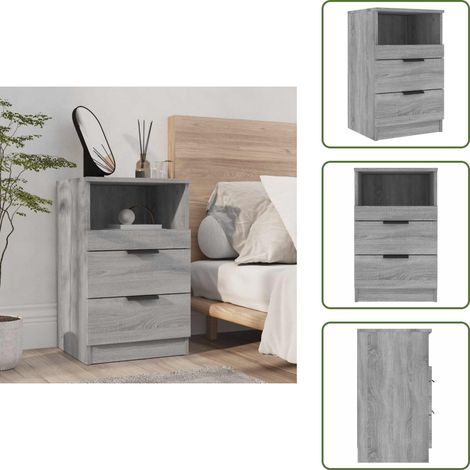 Table de chevet Sonoma gris Bois d'ingénierie - Table De Chevet - Meuble De Chambre - Table Nuit - Commode - Rangement Intérieur