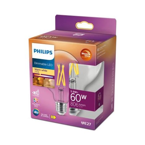 Philips Bombilla LED Globo regulable E27 de filamento G95 5.9W Philips (1/3)