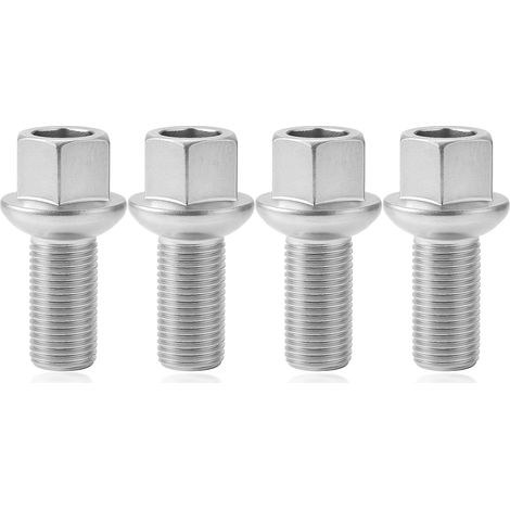 4x Boulons de Roue M14x1.5x27 mm Zingués en Acier Allié 40Cr, Boulons de Roue SW17 avec Siège à Rotule, Revêtement Antirouille A/G, Compatibles avec Jetta Golf/Bora/Sharan/Touran/Passat/Scirocco (1/5)