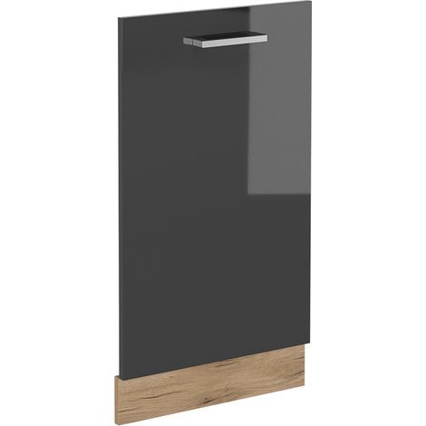 Tapa del lavavajillas R-Line, Antracita alto brillo, 45 cm sin encimera, Vicco
