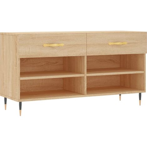 Banc à chaussures bottes commode étagère meuble entrée rangement sonoma 102 x 35 x 55 cm bois d'ingénierie marron