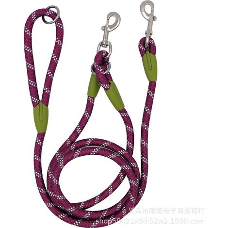 Correa reflectante para perros, manos libres (230 cm x 1,2 cm), color morado. (1/5)