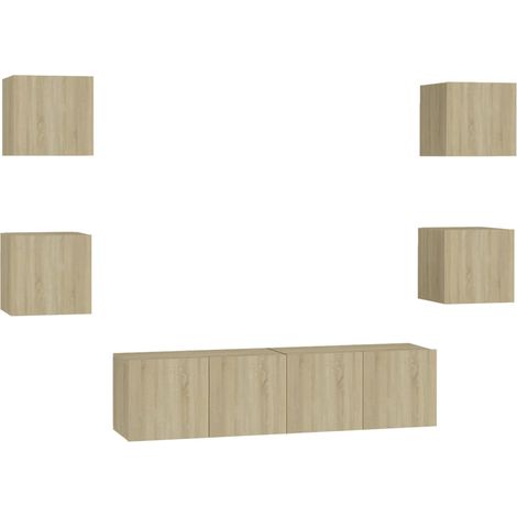 Maison Exclusive - 6-tlg. TV-Schrank-Set Sonoma-Eiche Holzwerksto