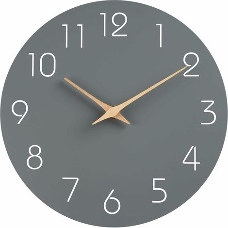 Horloge murale silencieuse et sans tic-tac, décorative pour cuisine, chambre à coucher, salle de bain, salon, fonctionne à piles – 25,4 cm, (gris) (1/5)