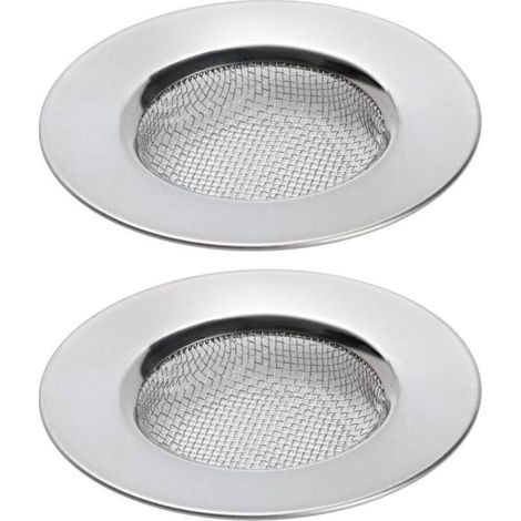 Juego de 2 filtros de desagüe para ducha, recogedores de pelo para desagües de bañeras o fregaderos de cocina. Filtros de desagüe de acero inoxidable negro. Diámetro de 7,6 cm (3 pulgadas). (1/4)