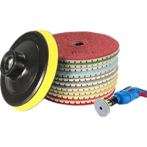 4-Zoll-Diamant-Polierpad, Nasspolierrad-Set für Granit, Beton, Stein, Keramik, 8-tlg. (1/2)