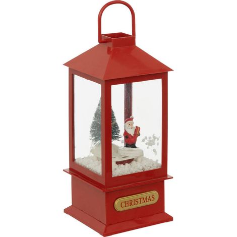 Decorazione lanterna rossa h20 cm 4 led bianchi freddi a batteria - Feeric lights & christmas (1/2)
