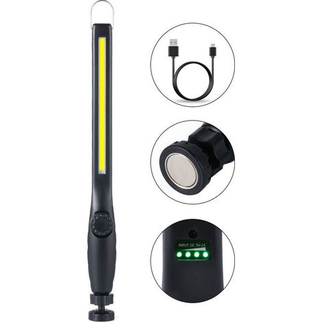 Lampe de Travail LED Rechargeable 1200mAh sans Fil magnétique COB LED Lampe de Travail pour réparation de Voiture, Maison, Garage (1/5)