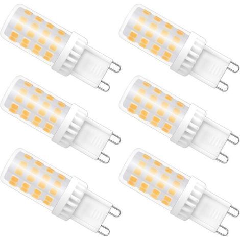 Ampoules LED G9 Dimmable, 4W équivalent à 40W halogène, 480 LM, Blanc Chaud 3000K, Culot G9 Standard, Angle de rotation à 360 °, pour Ceiling Lighting, Kitchen, Paquet de 6 (1/4)