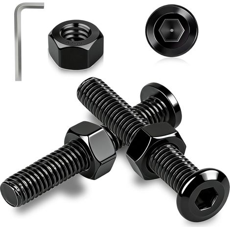 Vis à Tête Plate M8x50 mm, 10 Pièces Noires Vis et Boulon en Acier Inoxydable A2 V2A et Écrous Hexagonale Filetage Complet pour Réparation de Meubles (1/5)