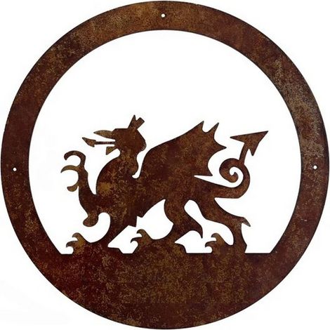 Welsh Dragon Wall Art with No Text - Large - H49.5 cm - Black