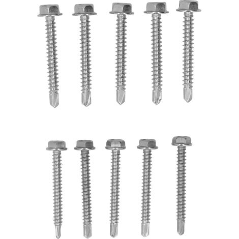 Packung mit 100 selbstbohrenden Schrauben mit Sechskantkopf, Edelstahl 410, 4,2 x 38 mm und 4,8 x 38 mm (1/5)