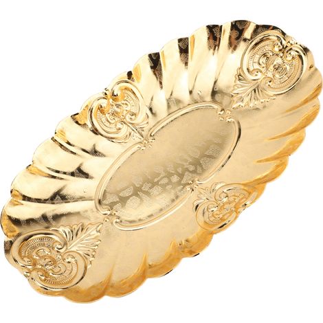 Vassoio ovale in metallo, piattino per frutta, snack, cena, buffet, pasticcini, da portata. L 25x13x3,8 cm (1/5)