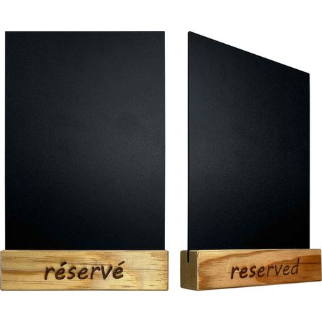 Porte menu bois réservé - reserved dimensions 15x3,6x3,6 cm avec ardoise A5 - Lot de 2 (1/5)