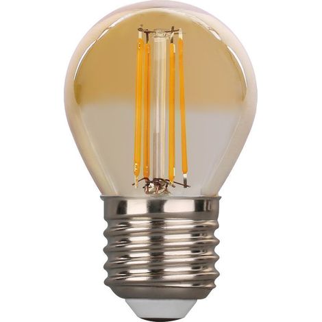 Ampoule LED E27 4W G45 (Balle de golf) Eq 40W AMBREE  Température de Couleur: Blanc chaud 2200K