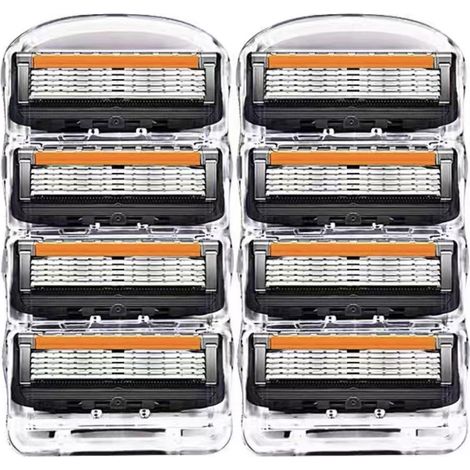 rasoir electriques hommes-Lames de rasoir pour hommes - compatible avec les rasoirs manuels standard (8 lames + support de rangement)