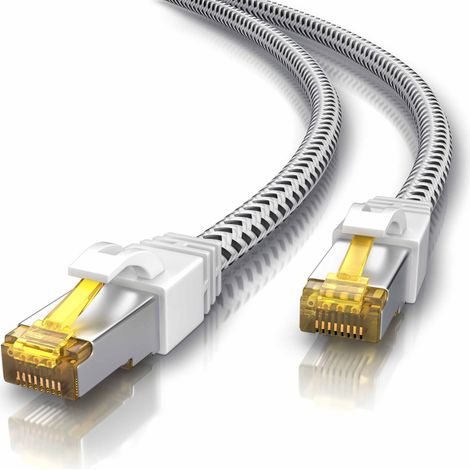 Primewire Patchkabel CAT 7 Rohkabel mit Baumwollummantelung - Gigabit Ethernet LAN Kabel - 10 Gbit/s - S/FTP PIMF Schirmung - Netzwerkkabel - 25m (1/5)