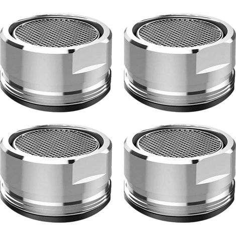 Lntyq 4 pièces Mousseur Robinet, Economiseur d'eau pour Robinet avec Filtre en Acier Inoxydable et ABS et Joints, M24 Aérateur de robinet pour Robinet Lavabo de Salle de Bain et Cuisine (1/5)