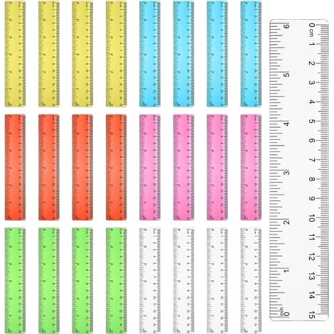 25 Pièces Réglet 15cm, Règle 15 cm, Règle en Plastique Coloré, Regles Transparentes Colorées, Regle Droites pour Maison école Étudiants Bureau Salle de Classe (1/5)