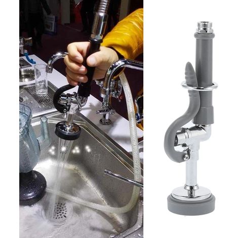 Grifo profesional de alta presión con cabezal rociador flexible, tubo de repuesto de acero inoxidable 304, gris/plata, 26,4 cm, 630 g (1/5)