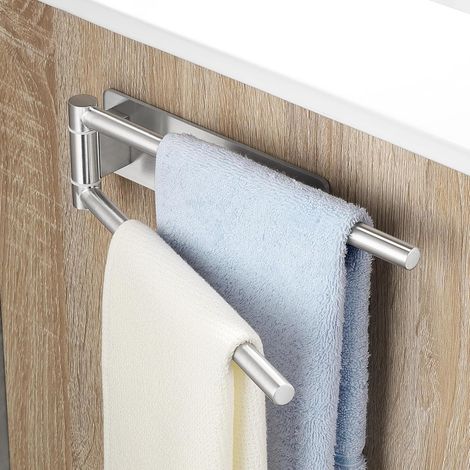 1 Porte-serviettes Pivotant 180°, Acier Inoxydable 304, Double Tige 22 Cm, Salle De Bain (1/5)