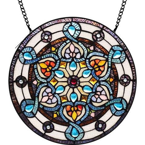 30 cmAttrape-soleil vitrail oiseau et fleurs, panneau décoratif jardin, cadeau anniversaire femme (1/5)