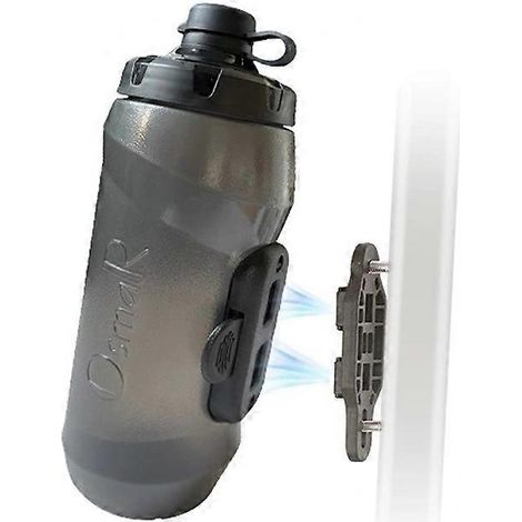Gourde OsmaR pour vélo, fixation magnétique rapide, 600 ml, grise, avec base de fixation magnétique (1/5)