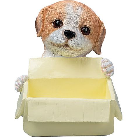 Boîte de Rangement Chien Jaune, Figurine Décorative pour Clés, Entrée ou Bureau, Design Mignon et Pratique (1/3)