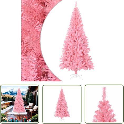 Décorations de Noël - vidaXL Sapin de Noël artificiel avec support rose 210 cm PVC - Arbre de Noël (1/5)