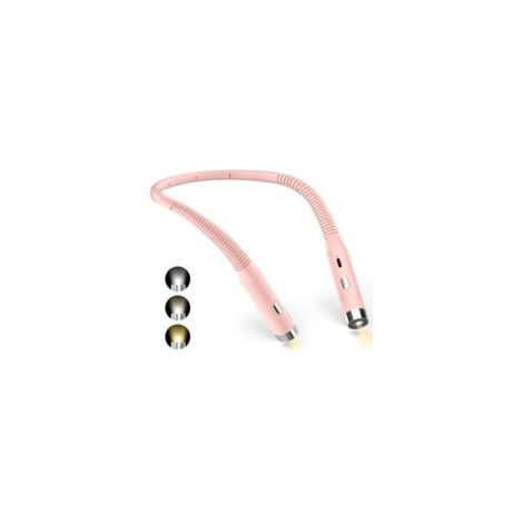 Nackenleselampe, wiederaufladbare Nachttischlampe, 3 Helligkeitsstufen, 360° faltbar, LED-Leselampe, rosa - Crezuo