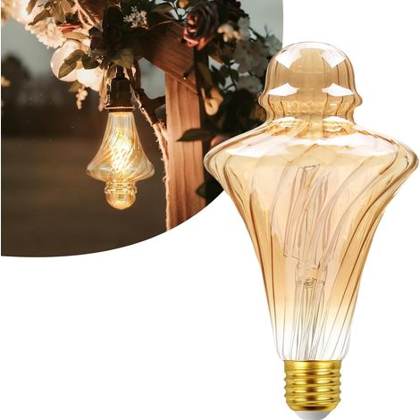 Internet Berühmte Retro-Glühbirne, unregelmäßige Glühbirne, 220 V, 4 W, 2700 K, goldener Strohhut, übergroßes warmes Licht (1/4)