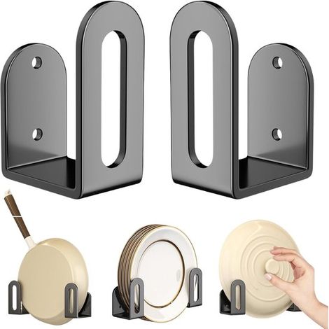 Juego de 4 piezas (dos por juego) para colgar tapas de armarios,colgador de tapas para montaje en pared,Ganchos verticales que ahorran espacio (1/5)