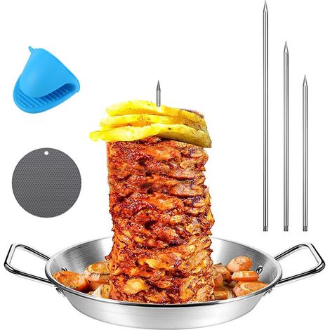 Plaque De Cuisson Avec Broche - Acier Inoxydable 304 - Pour Four Et Grill - Pour Shawarma Al Pastor Kebabs - 1 Pièce (1/5)