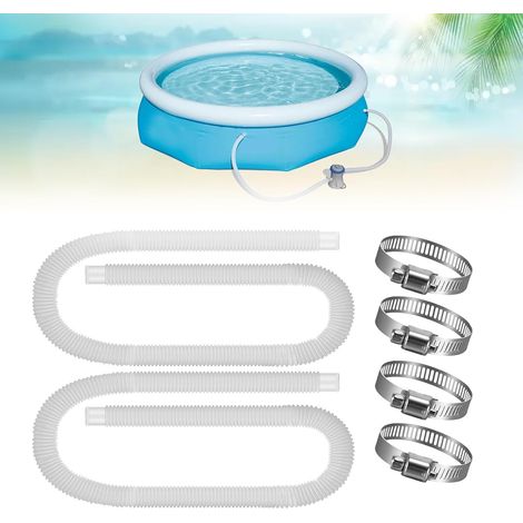 2 Pack Replacement 32mm Pool Hose with 4 Metal Fittings, Above Ground Pool Filter Hose, Fits 330Gph, 530Gph and 1000Gph Model Pool Pumps (1/5)