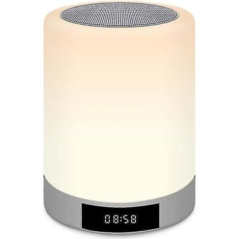 Veilleuse Bluetooth tactile, lampe de chevet blanche sans fil avec musique