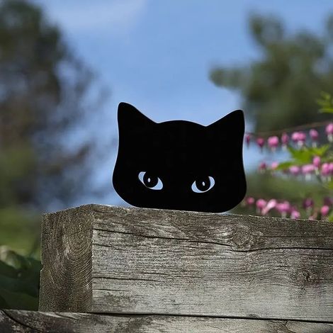 Lot de 2 décorations de Jardin en métal Motif Chat Noir pour Jardin, Cour, été, Ferme, décoration d'intérieur, décoration extérieure, Cour, pelouse, pour Les Amoureux des Chats (1/3)