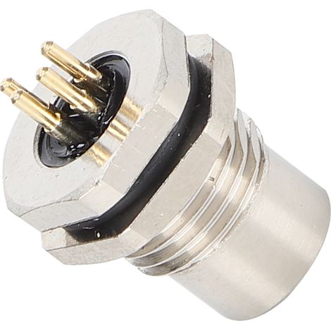 M8‑F3‑S4 Durchgangsbuchse, 4-poliger M8-Stecker, Schutzart IP67, rückseitig montiert, Gehäuse aus vernickeltem Messing (1/5)