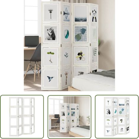 The Living Store 4-tlg. Raumteiler Weiß Massivholz Paulownia - Raumteiler - Holzparavent - Paulowniaholzhintergrund - Fensterabschirmung - Privatsphäre Schaffen (1/5)