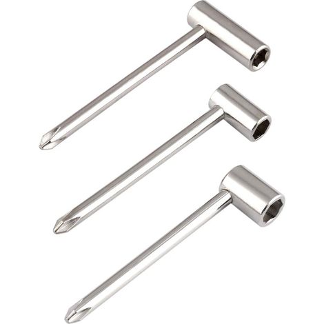 Gitarrenhalsschlüssel,3-teilig,7 mm/8 mm/6,35 mm,Werkzeug zur Gitarrenhalsjustierung für Wartungszwecke (Silber 6,35 mm + 7 mm + 8 mm