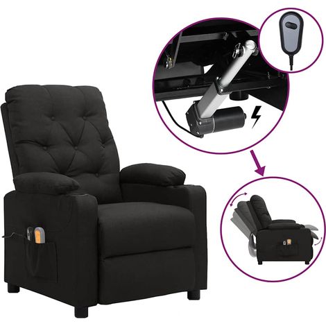 vidaXL Sillón de masaje eléctrico tela negro (1/5)