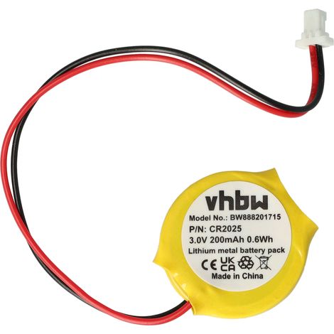 vhbw BIOS-Batterie Ersatz für CR2025, 02K6502, 02K6489, 02K6486 für Computer Notebook (200 mAh, 3 V, Li-Mn) (1/5)