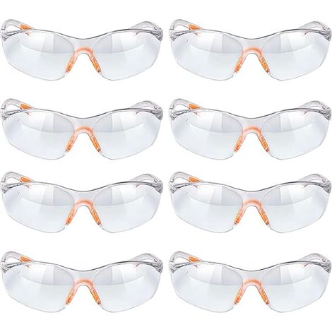 8pcs Lunette de Protection Travail, Lunette Protection Chimie, Transparente Lunettes avec Pont-de-Nez, S'applique à Travaux Extérieurs (Tels Construction Electrique, Ski) (1/5)