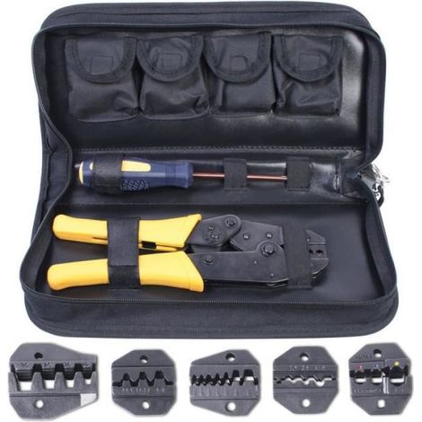 Pince À Sertir - 5 Mâchoires Interchangeables - Fonction Release - Tournevis Cruciforme 6 mm - Étui Avec 4 Compartiments - 1 Pièce (1/3)