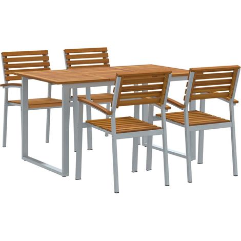 Maison Exclusive - Garten Essgruppe 5 pcs Grau Massivholz Akazie