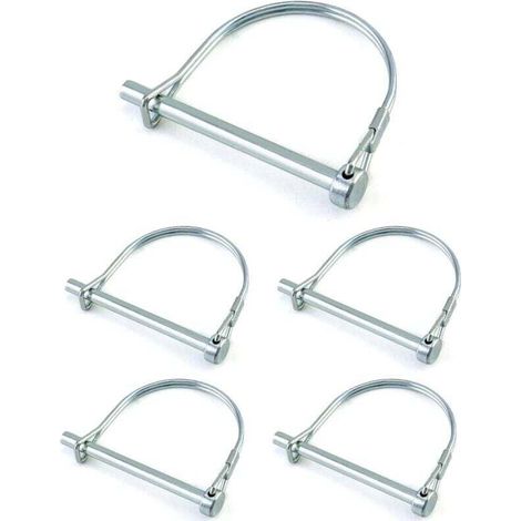 5 Goupilles de Sécurité Forme D Acier Galvanisé 6x70 mm pour Remorques Jardin et Pelouse (1/4)